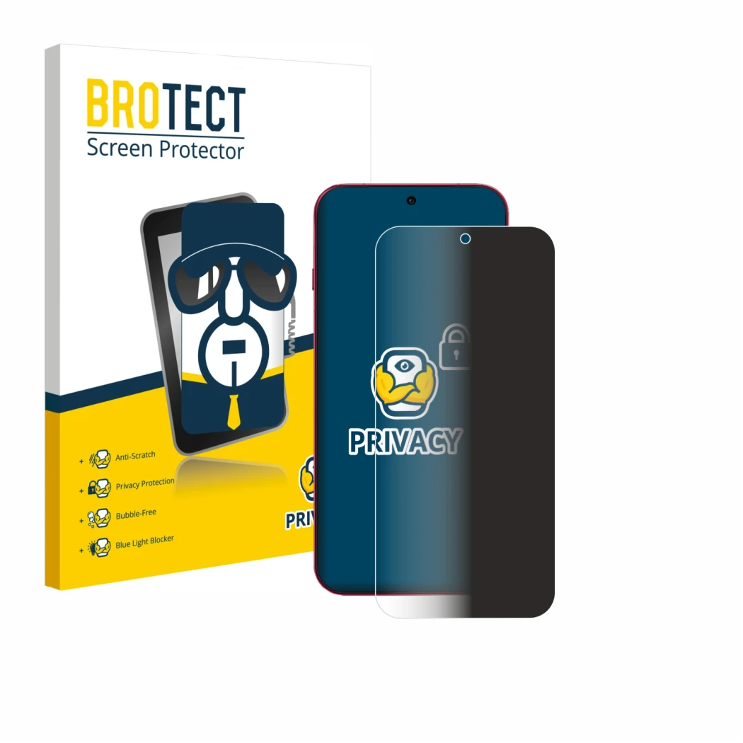 Front side of a product packaging with the brand logo BROTECT. Next to it is the device Oppo Find X9 shown with the correspond