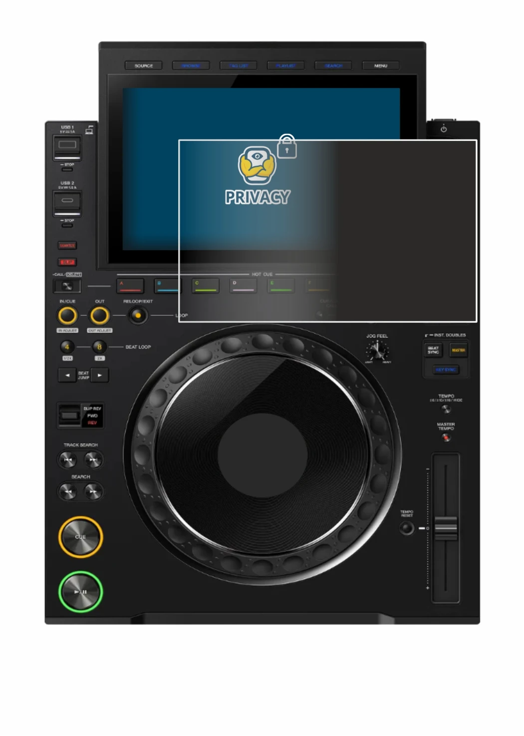 Image of the device Pioneer CDJ 3000X with a wide variety of screen protectors.