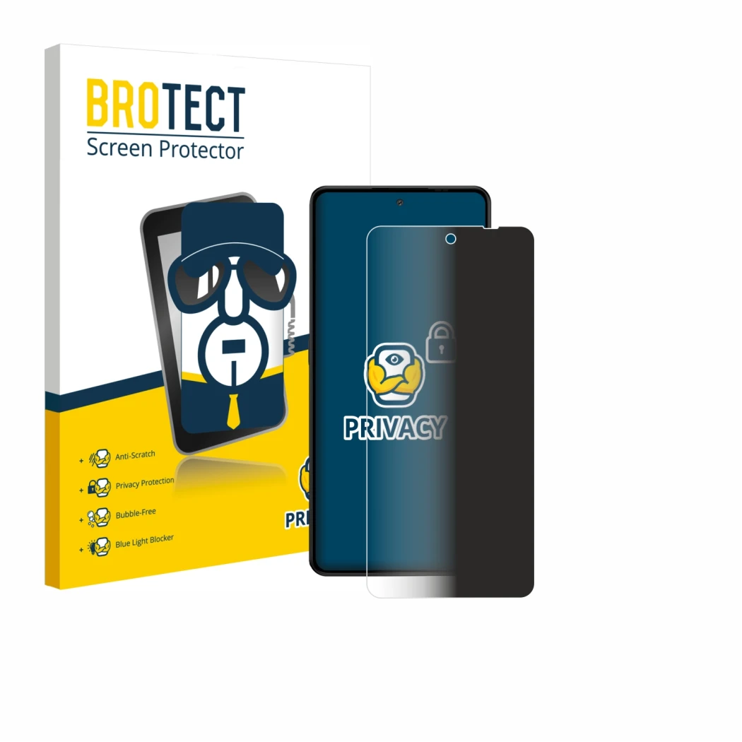 Front side of a product packaging with the brand logo BROTECT. Next to it is the device Gigaset GS6 Pro shown with the corresp