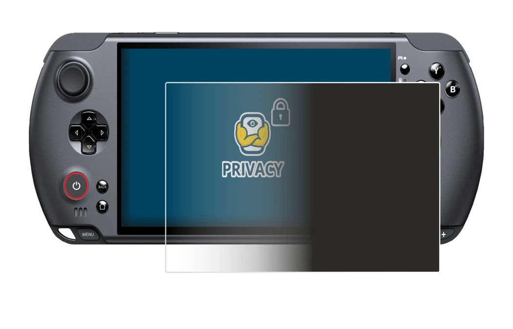 Image of the device GPD Win 5 with a wide variety of screen protectors.
