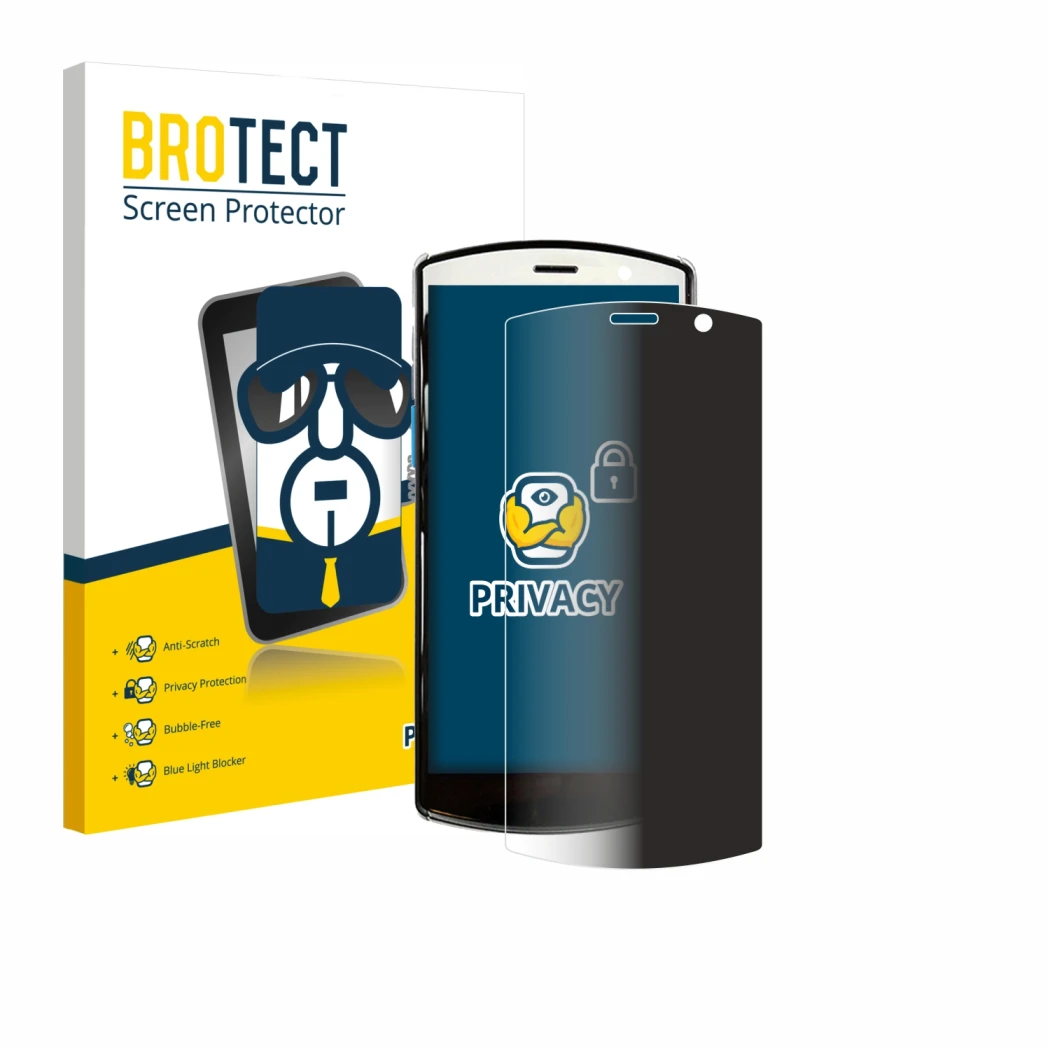 Front side of a product packaging with the brand logo BROTECT. Next to it is the device Unitech EA510 shown with the correspon