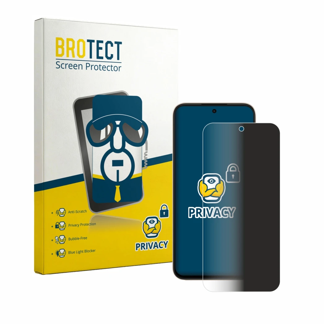 Front side of a product packaging with the brand logo BROTECT. Next to it is the device Oppo A6t shown with the corresponding 