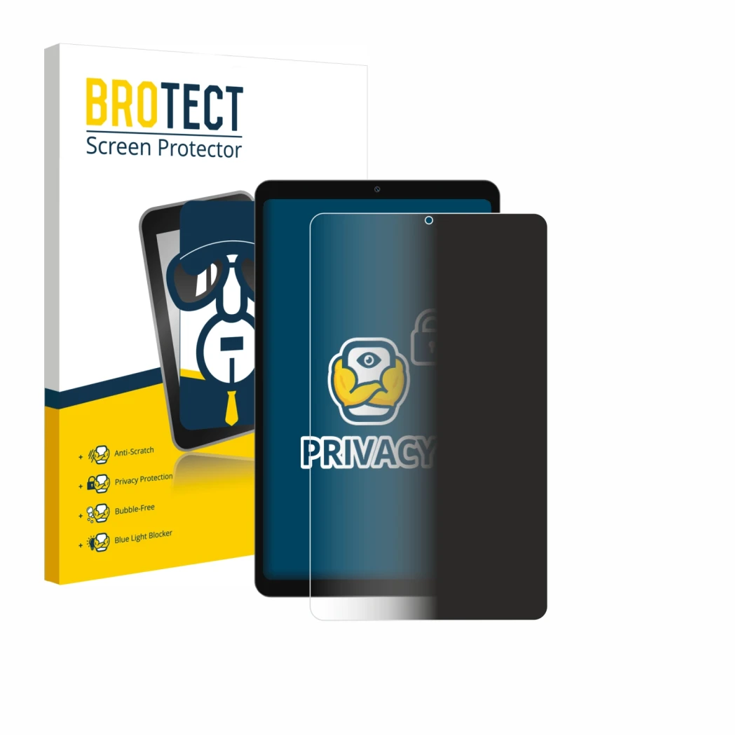 Front side of a product packaging with the brand logo BROTECT. Next to it is the device Blackview Link 2 8.68