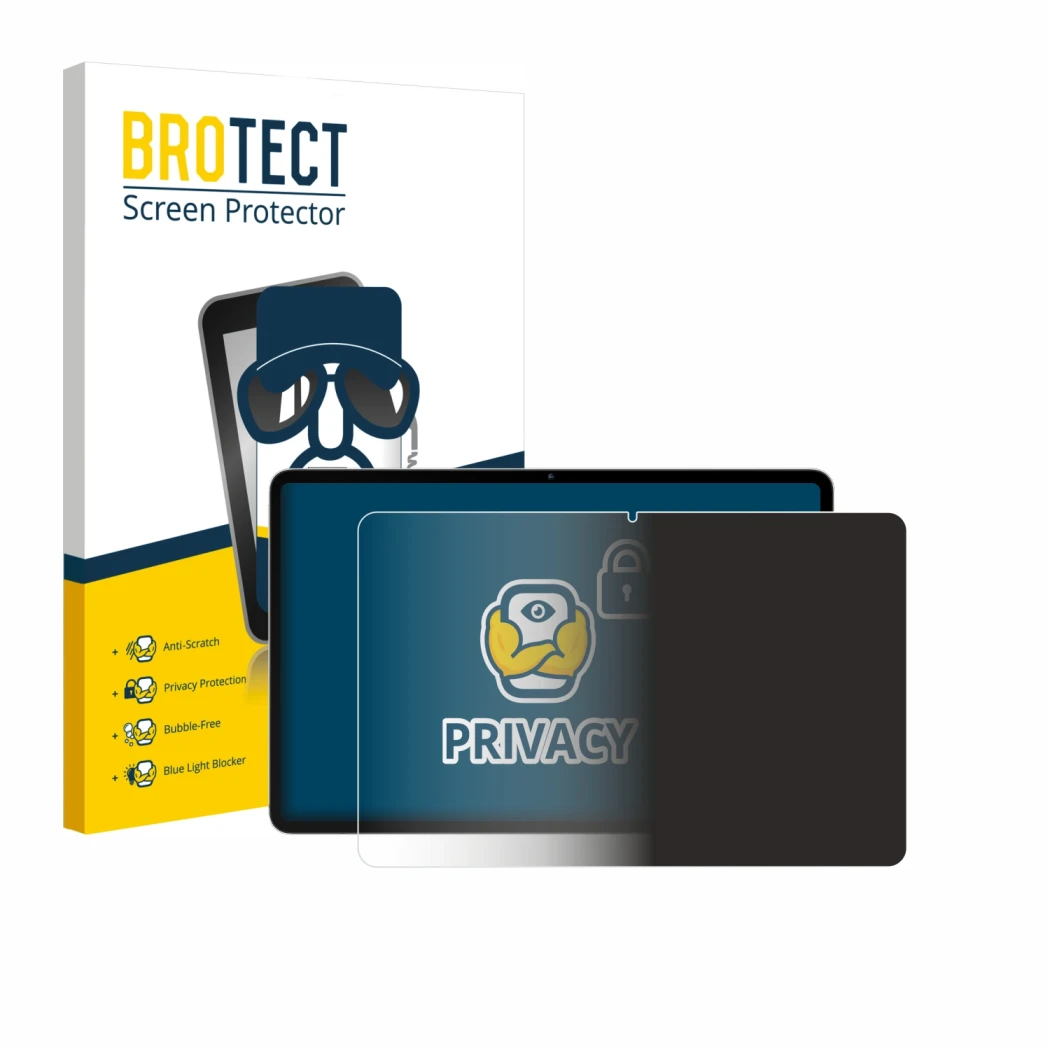 Front side of a product packaging with the brand logo BROTECT. Next to it is the device Blackview Oscal Elite 1 12.1