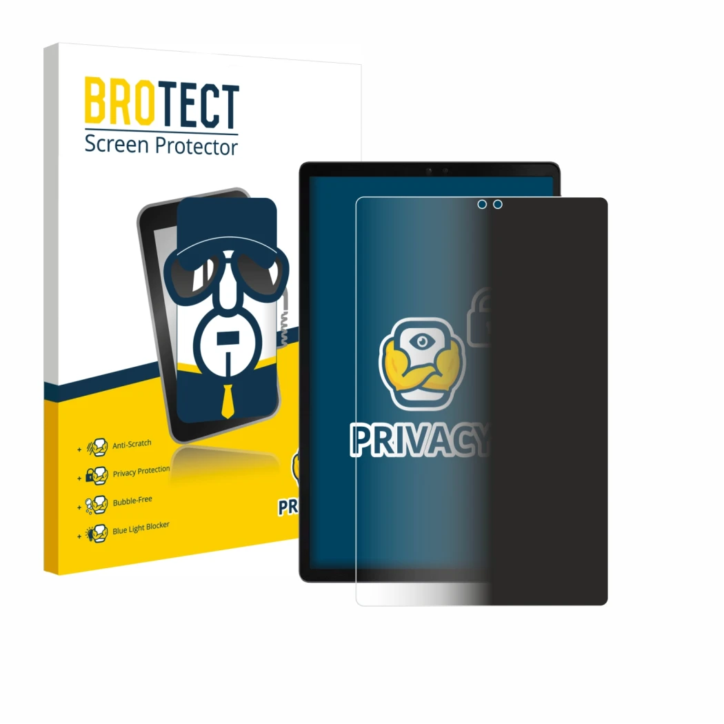 Front side of a product packaging with the brand logo BROTECT. Next to it is the device ZTE Blade X1001 shown with the corresp