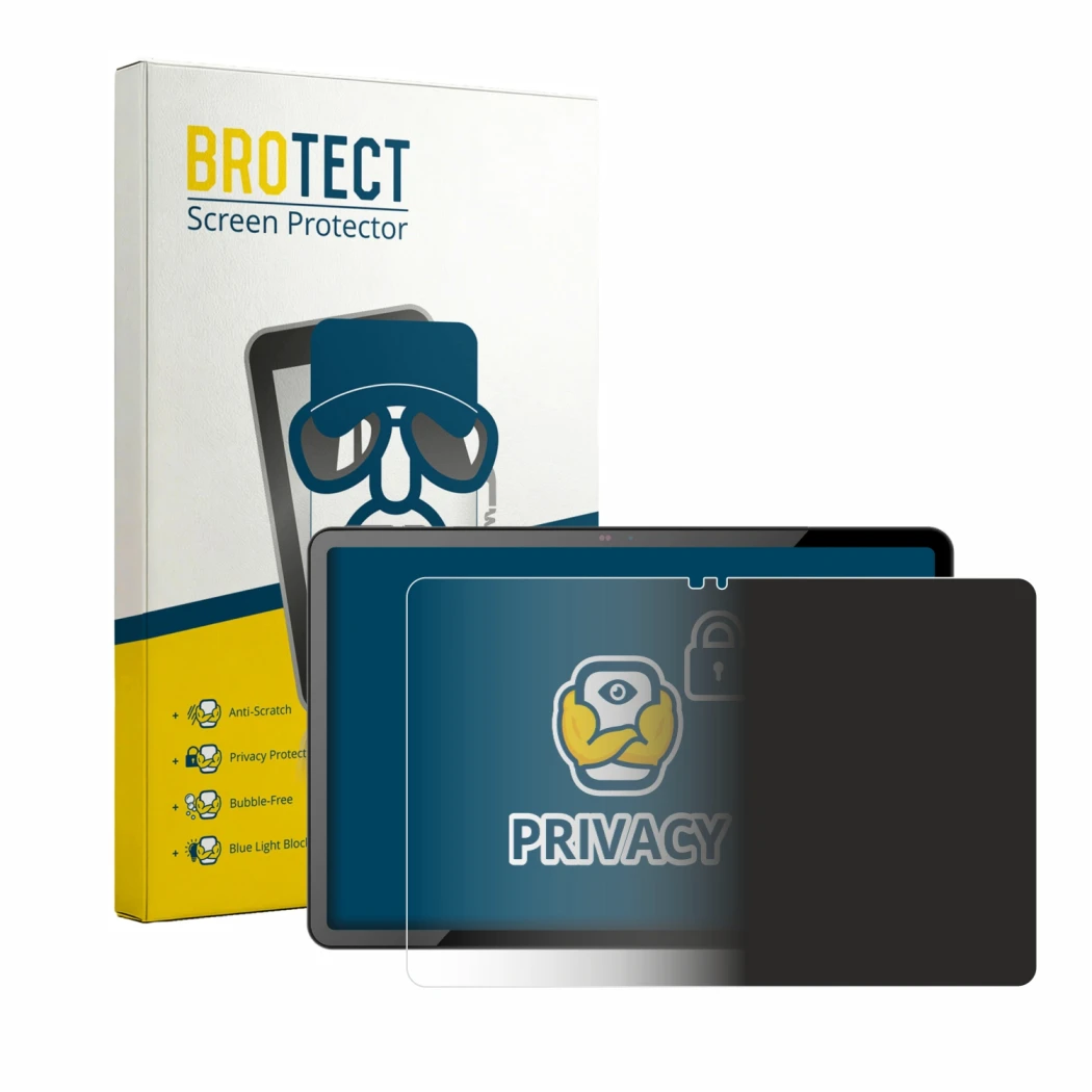 Front side of a product packaging with the brand logo BROTECT. Next to it is the device SPC GRAVITY PRO 11