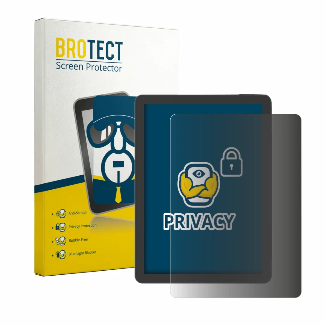 Front side of a product packaging with the brand logo BROTECT. Next to it is the device Bigme B6 Pro shown with the correspond