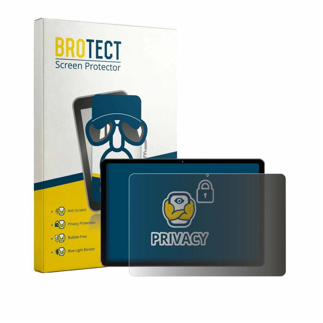 Front side of a product packaging with the brand logo BROTECT. Next to it is the device Raemond M90 11