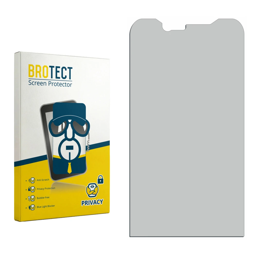 Front side of a product packaging with the brand logo BROTECT. Next to it is the corresponding screen protector.
