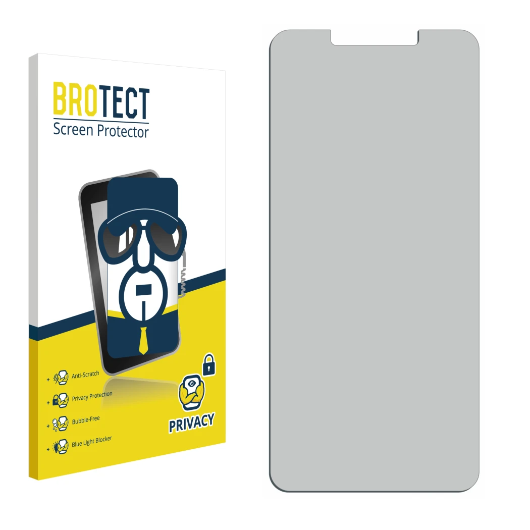 Front side of a product packaging with the brand logo BROTECT. Next to it is the corresponding screen protector.