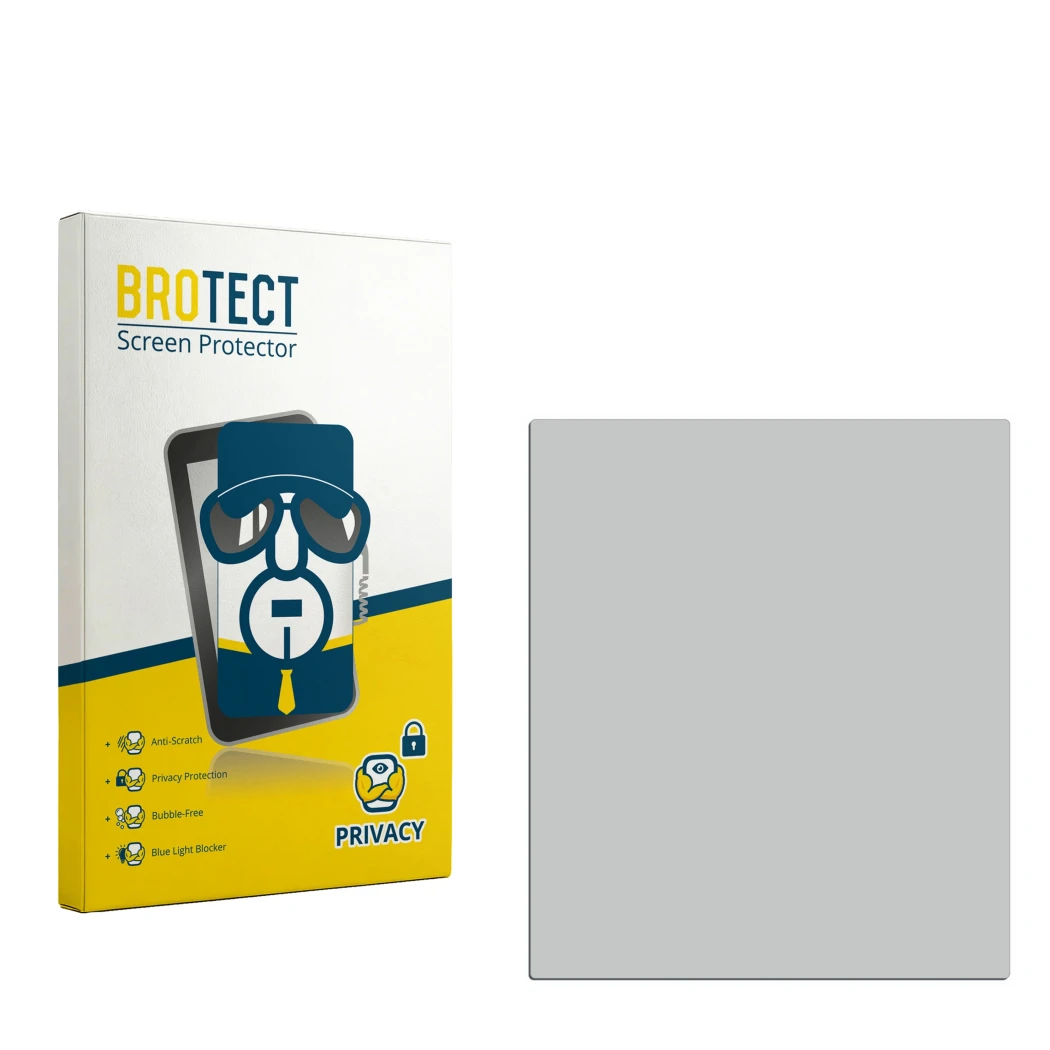Front side of a product packaging with the brand logo BROTECT. Next to it is the corresponding screen protector.