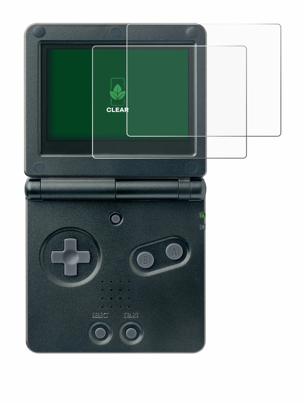 Image of the device Nintendo Gameboy Advance GBA SP with a wide variety of screen protectors.