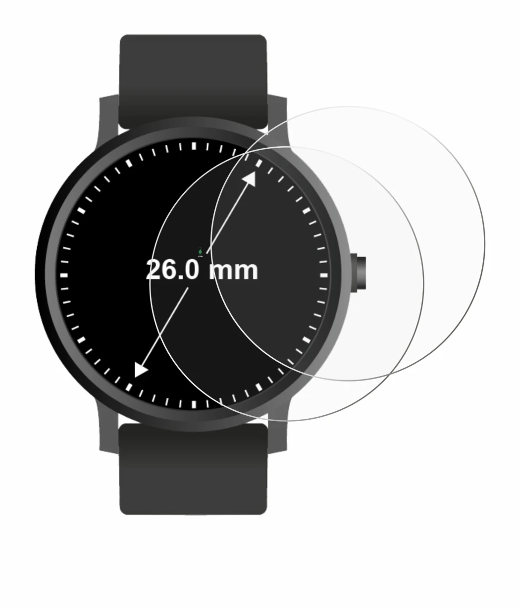 Image of the device Watches (Circular, ø: 26 mm) with a wide variety of screen protectors.