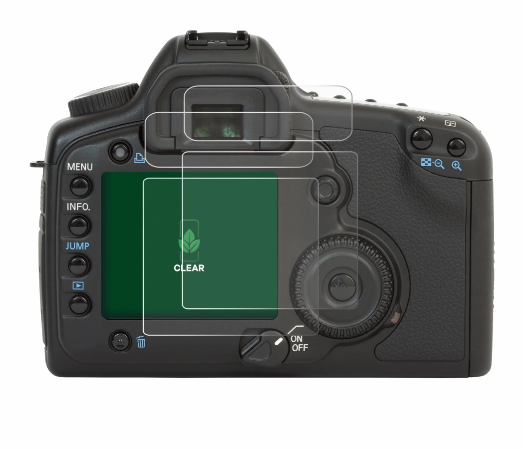 Image of the device Canon EOS 5D with a wide variety of screen protectors.