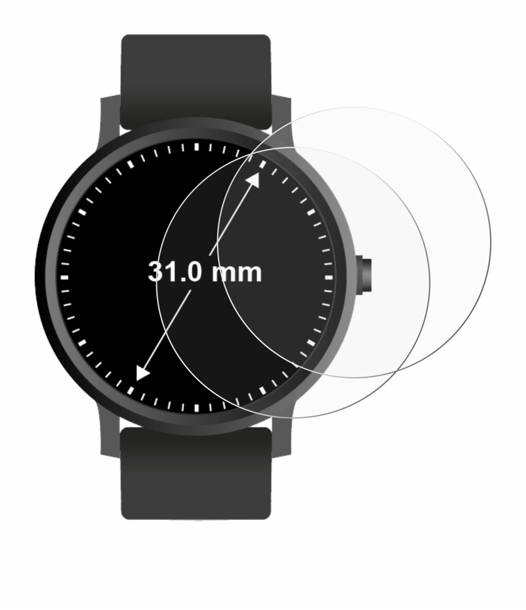 Image of the device Watches (circular, ø: 31 mm) with a wide variety of screen protectors.