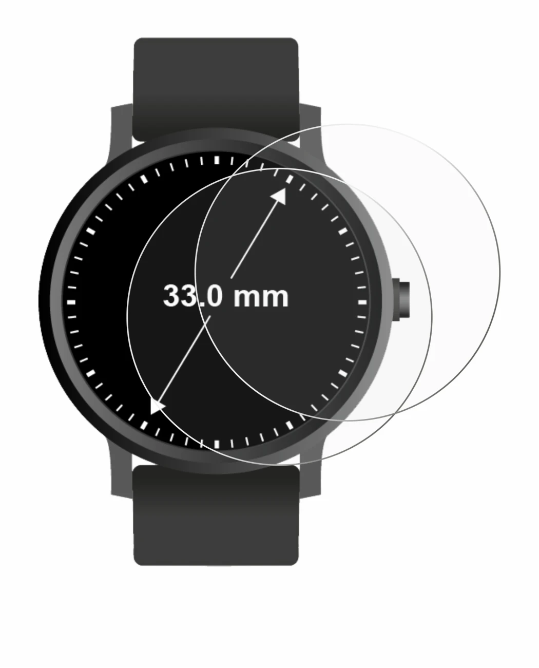 Image of the device Watches (Circular, ø: 33 mm) with a wide variety of screen protectors.