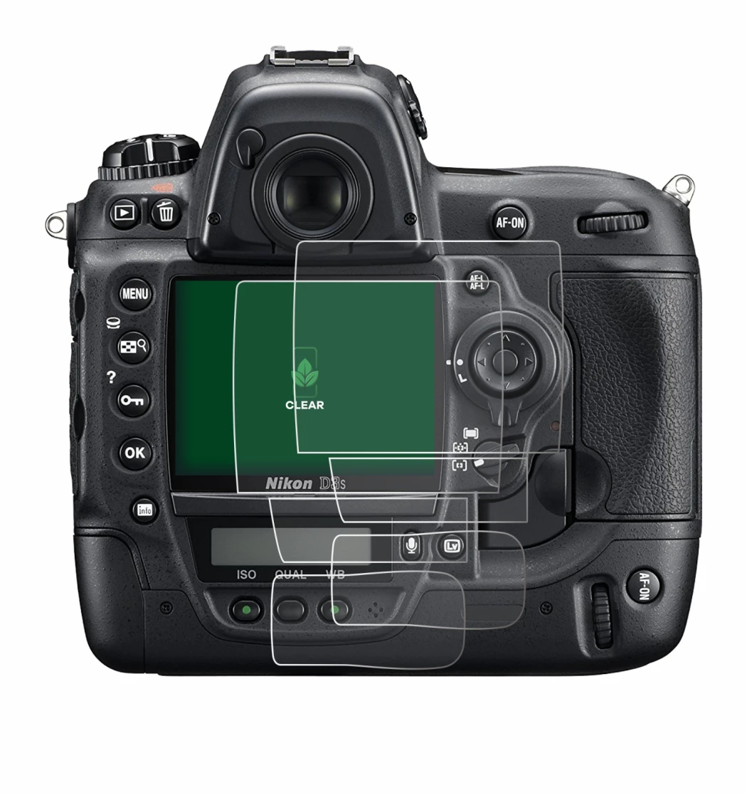 Image of the device Nikon D3S with a wide variety of screen protectors.