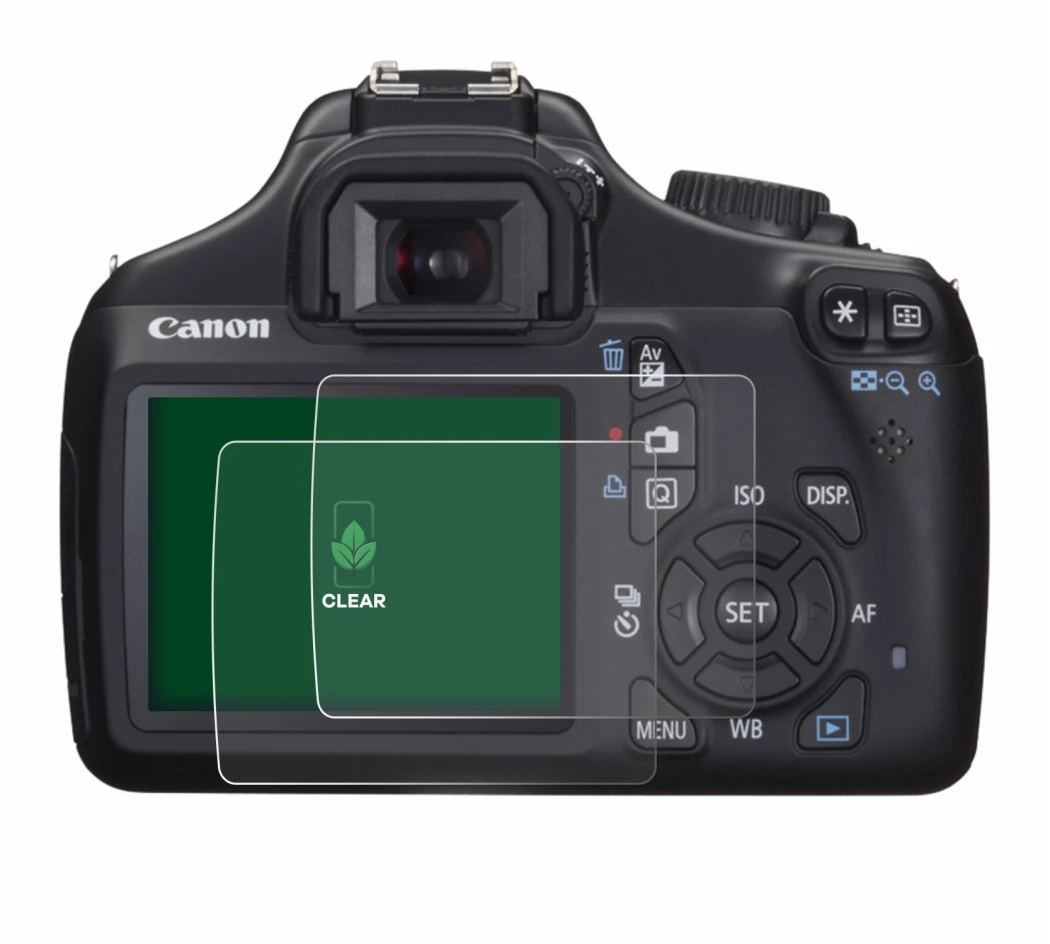 Image of the device Canon EOS 1100D with a wide variety of screen protectors.