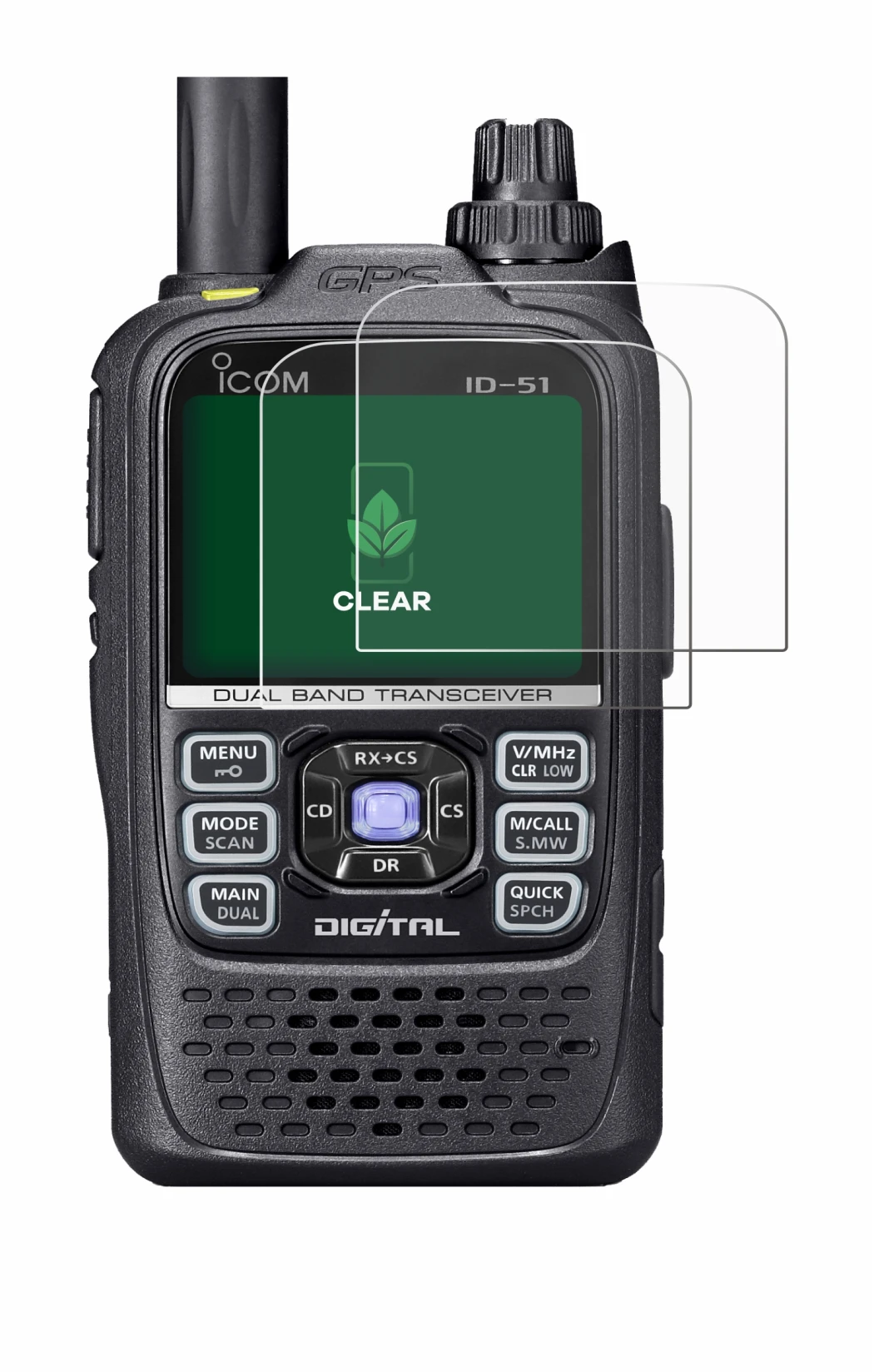 Image of the device Icom ID-51 with a wide variety of screen protectors.