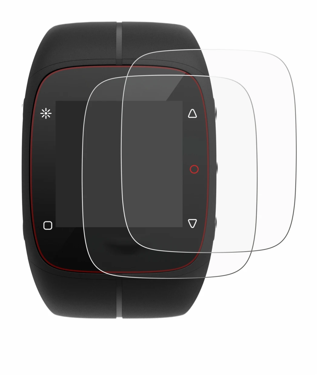 Image of the device Polar M400 with a wide variety of screen protectors.