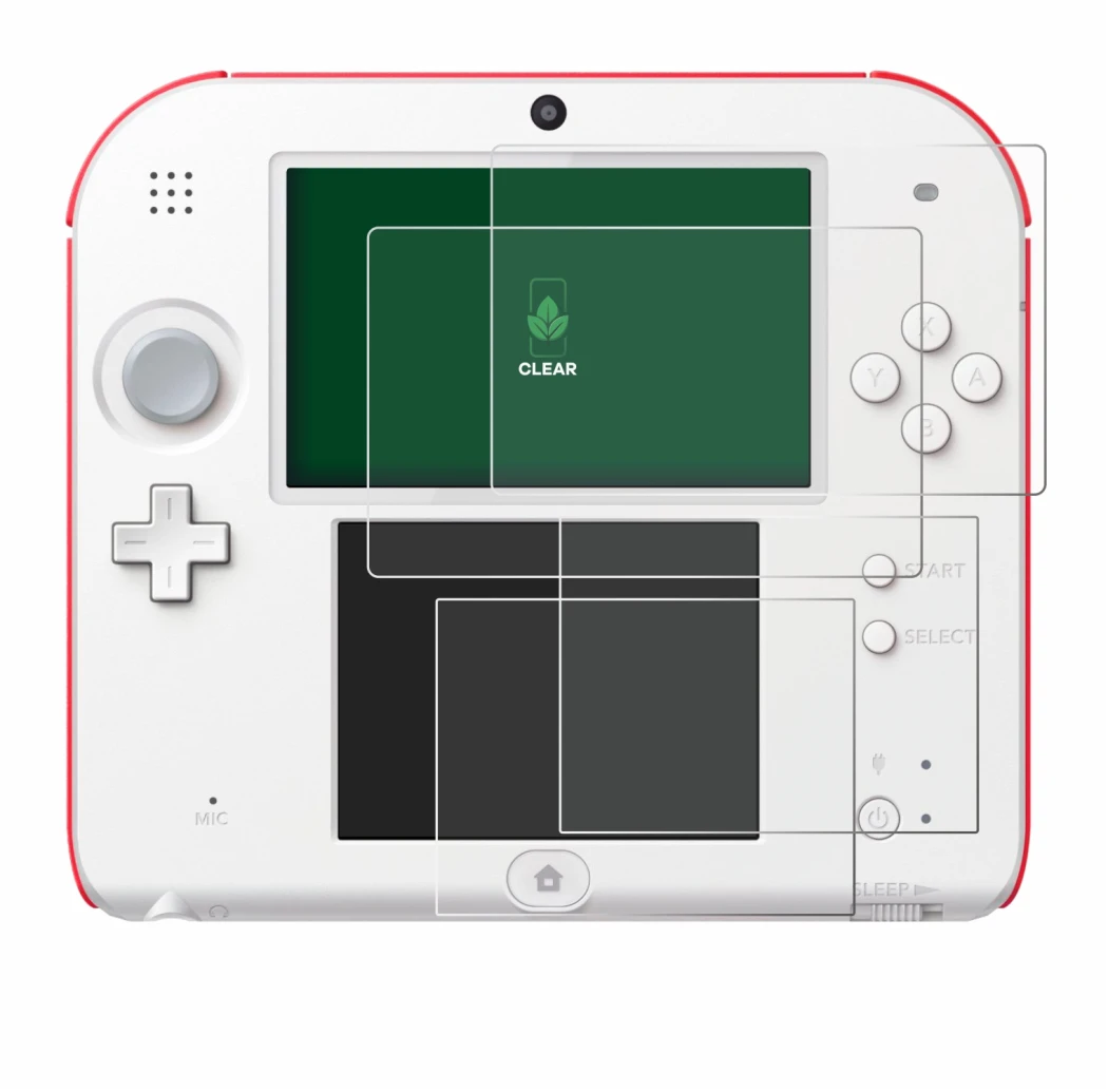 Image of the device Nintendo 2DS with a wide variety of screen protectors.