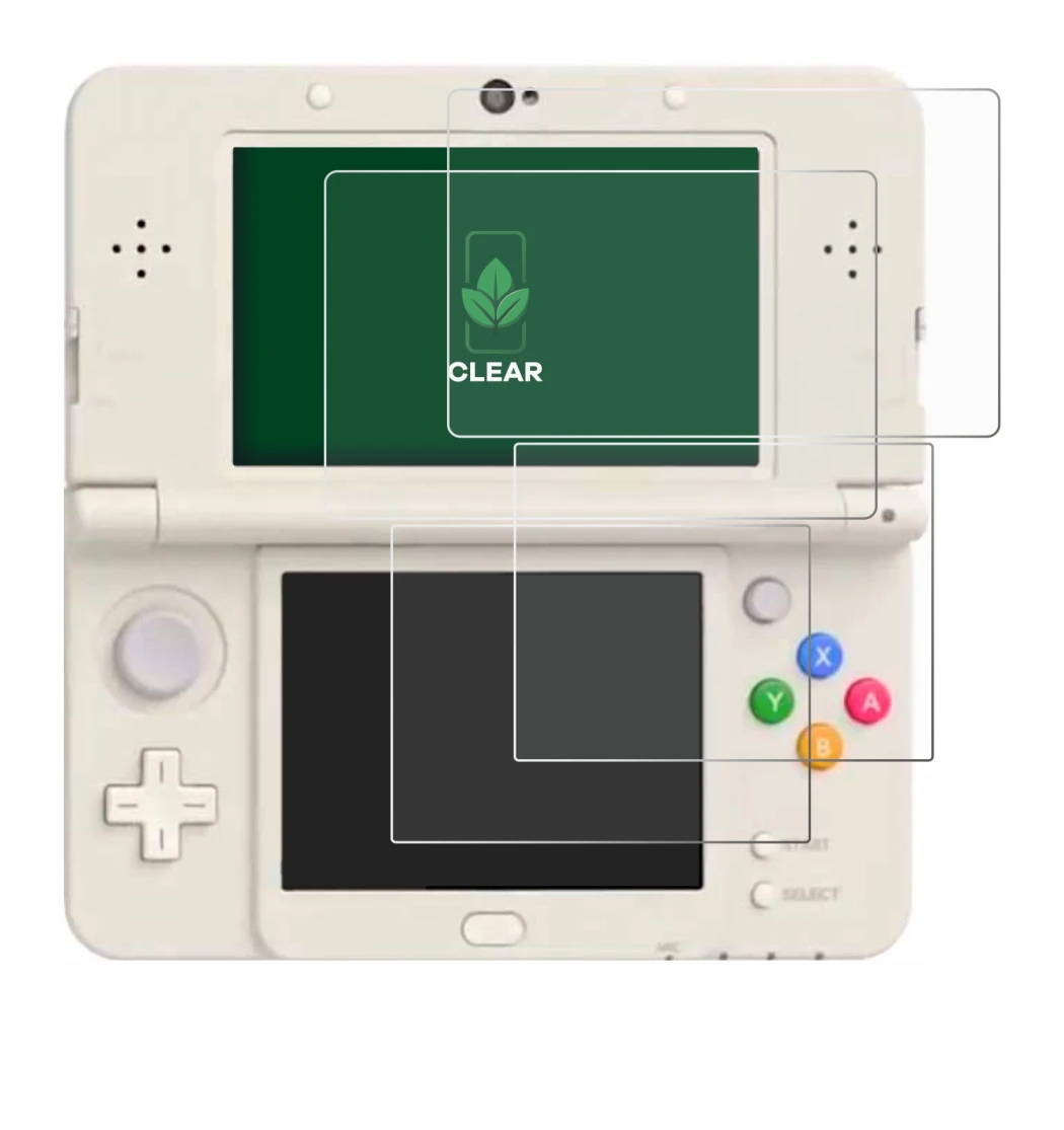 Image of the device Nintendo New 3DS with a wide variety of screen protectors.