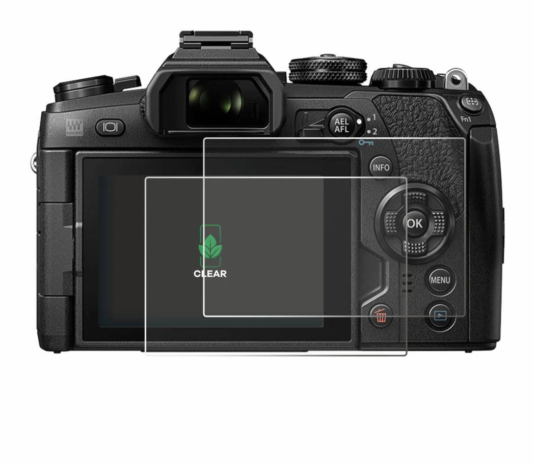 Image of the device Olympus OM-D E-M1 Mark II with a wide variety of screen protectors.