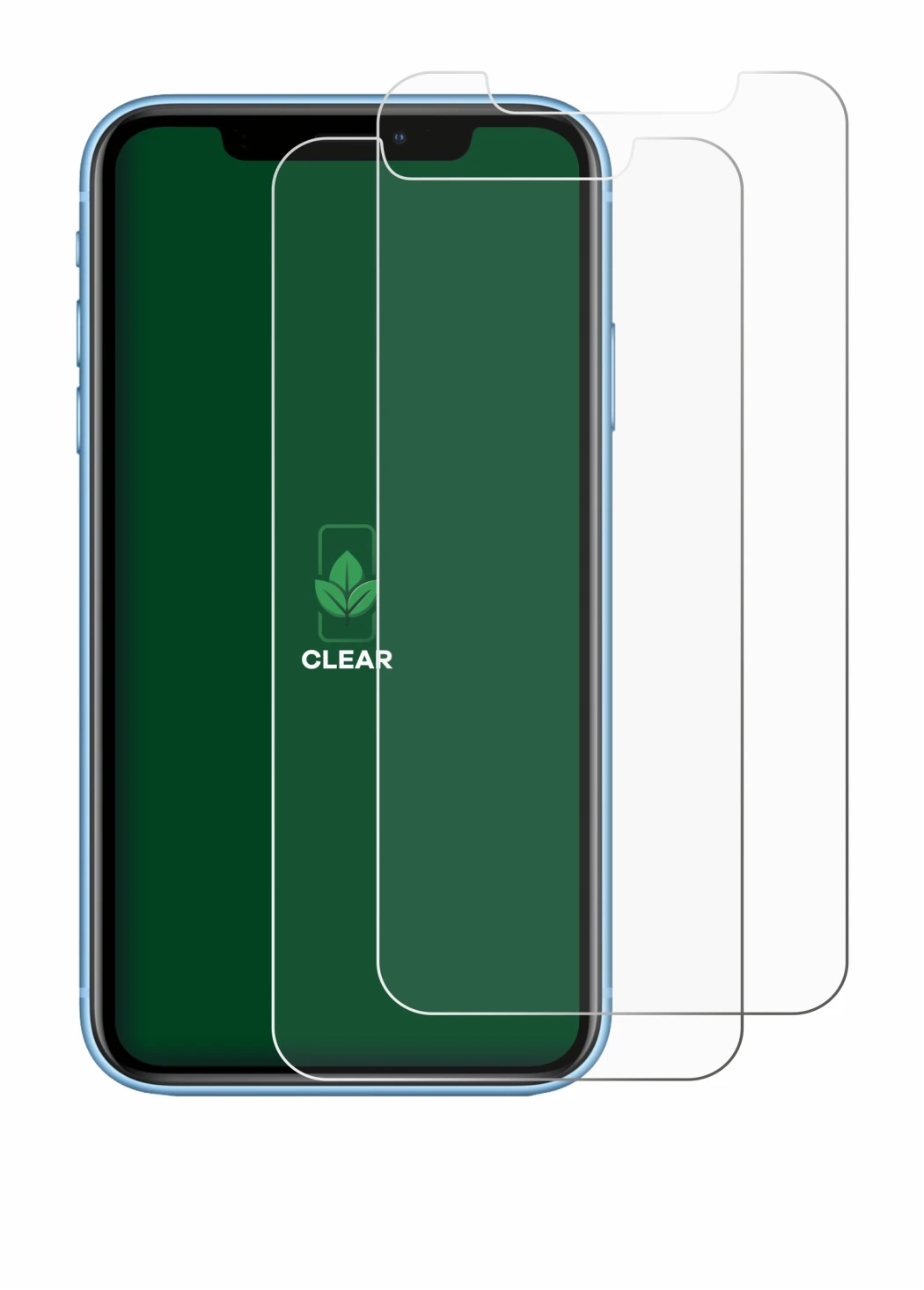 Image of the device Apple iPhone XR with a wide variety of screen protectors.