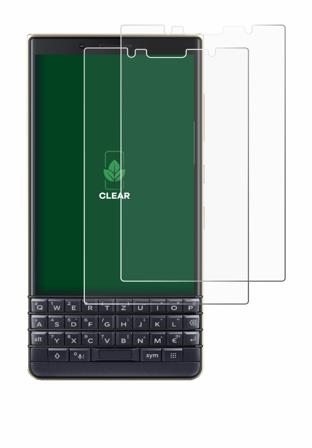 Image of the device BlackBerry Key2 LE with a wide variety of screen protectors.