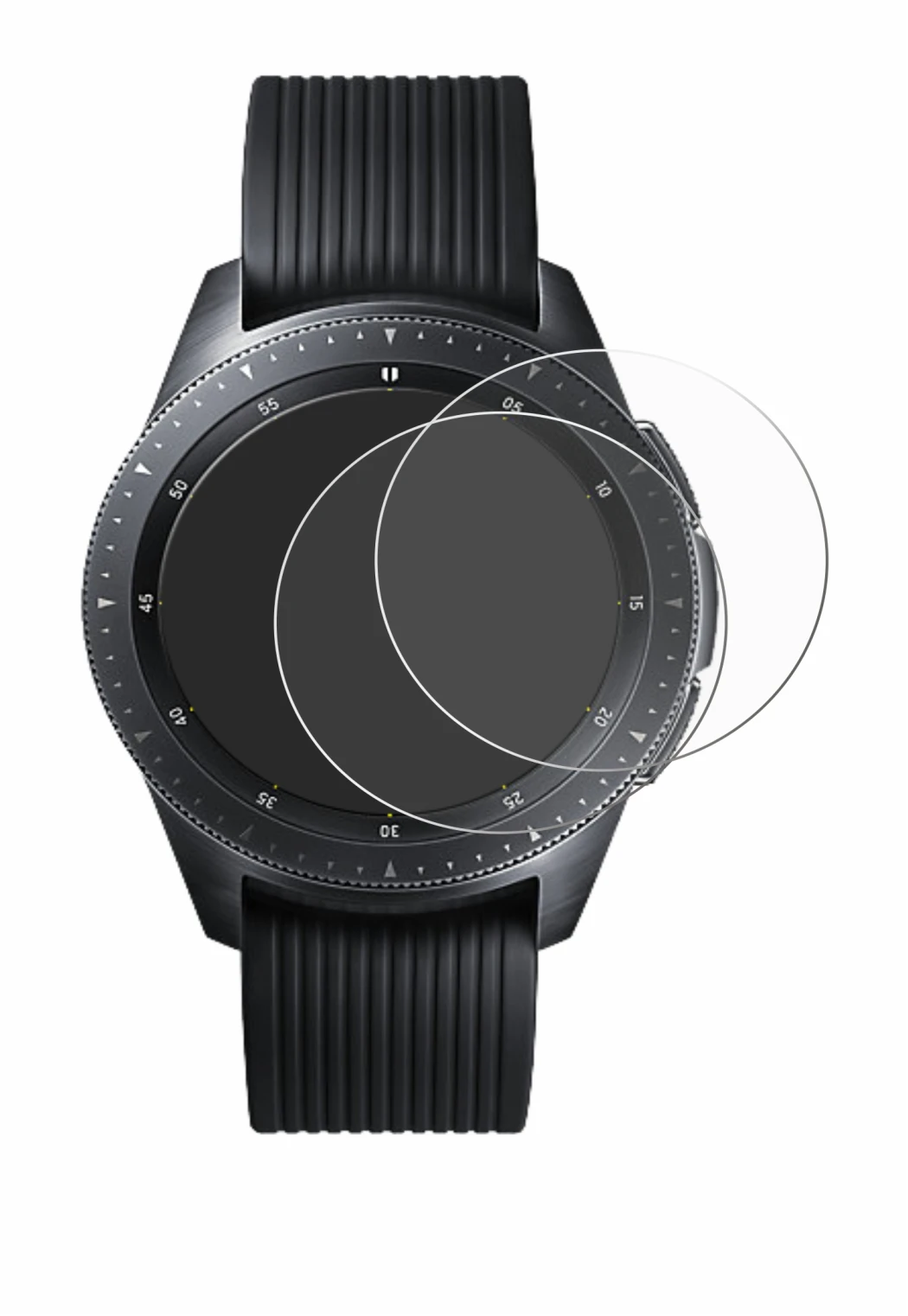 Image of the device Samsung Galaxy Watch (42 mm) with a wide variety of screen protectors.