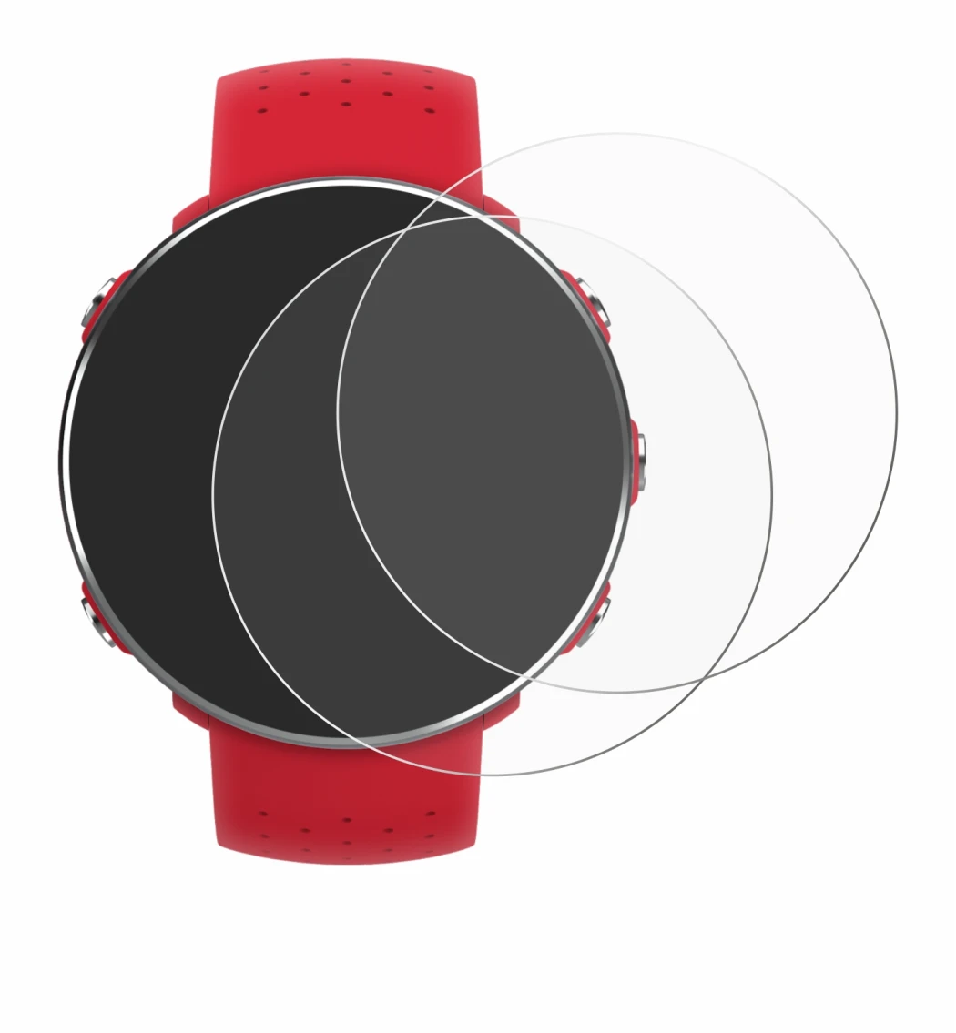 Image of the device Polar Vantage M with a wide variety of screen protectors.