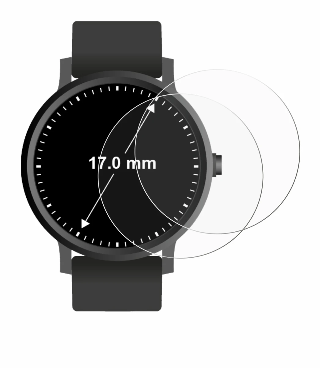 Image of the device Circular Displays (ø: 17 mm) with a wide variety of screen protectors.
