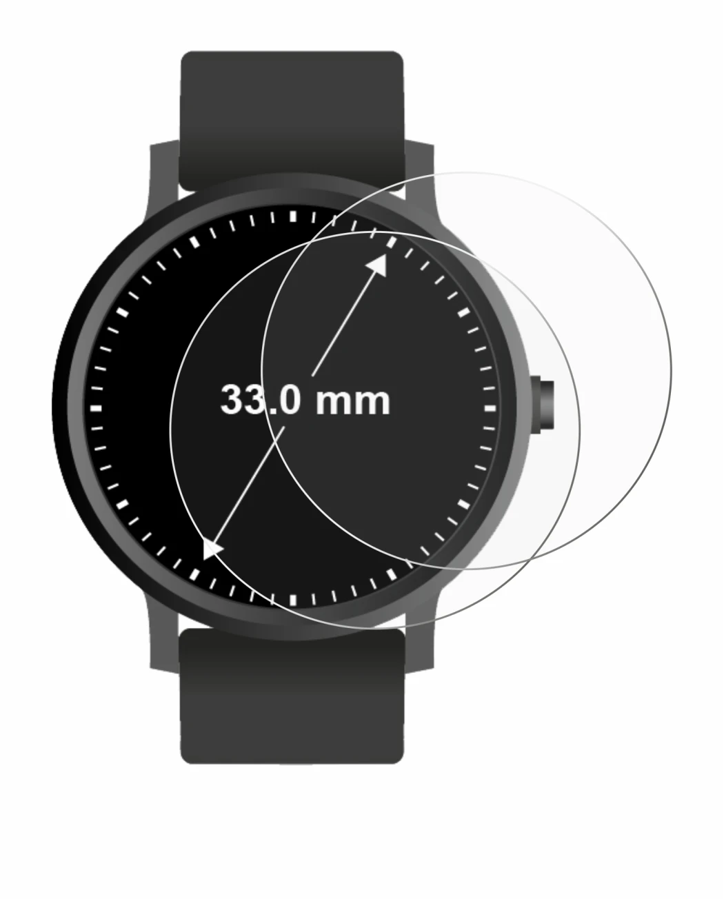 Image of the device Circular Displays (ø: 33 mm) with a wide variety of screen protectors.