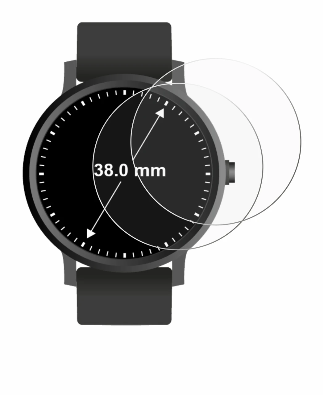 Image of the device Circular Displays (ø: 38 mm) with a wide variety of screen protectors.