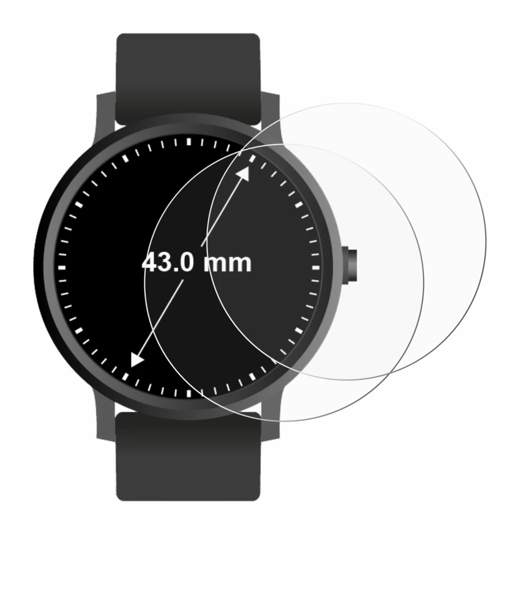 Image of the device Circular Displays (ø: 43 mm) with a wide variety of screen protectors.