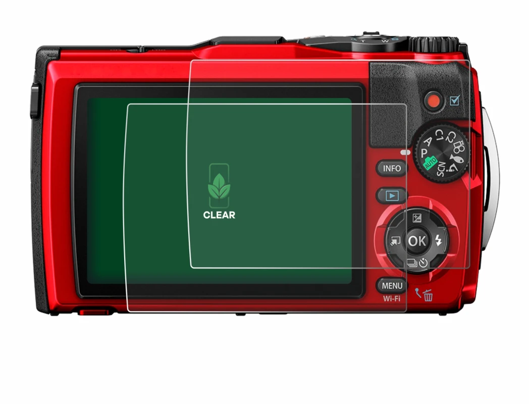 Image of the device Olympus Tough TG-6 with a wide variety of screen protectors.