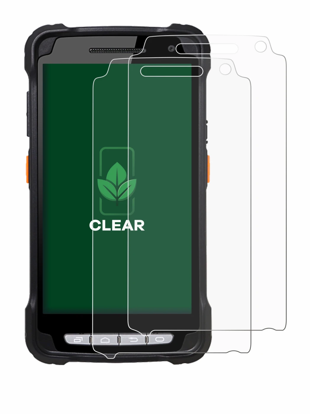 Image of the device Point Mobile PM90 with a wide variety of screen protectors.