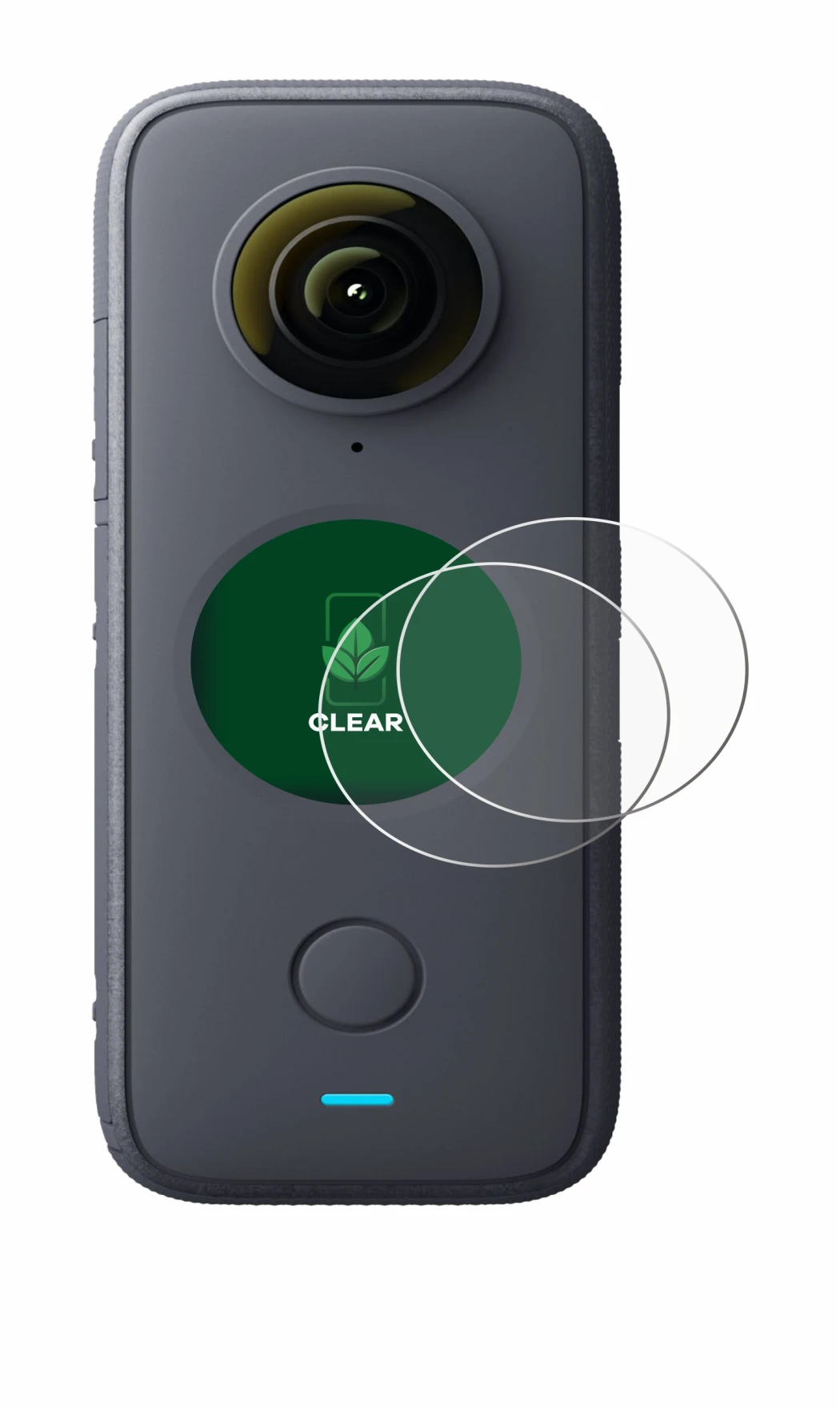 Image of the device Insta360 One X2 with a wide variety of screen protectors.