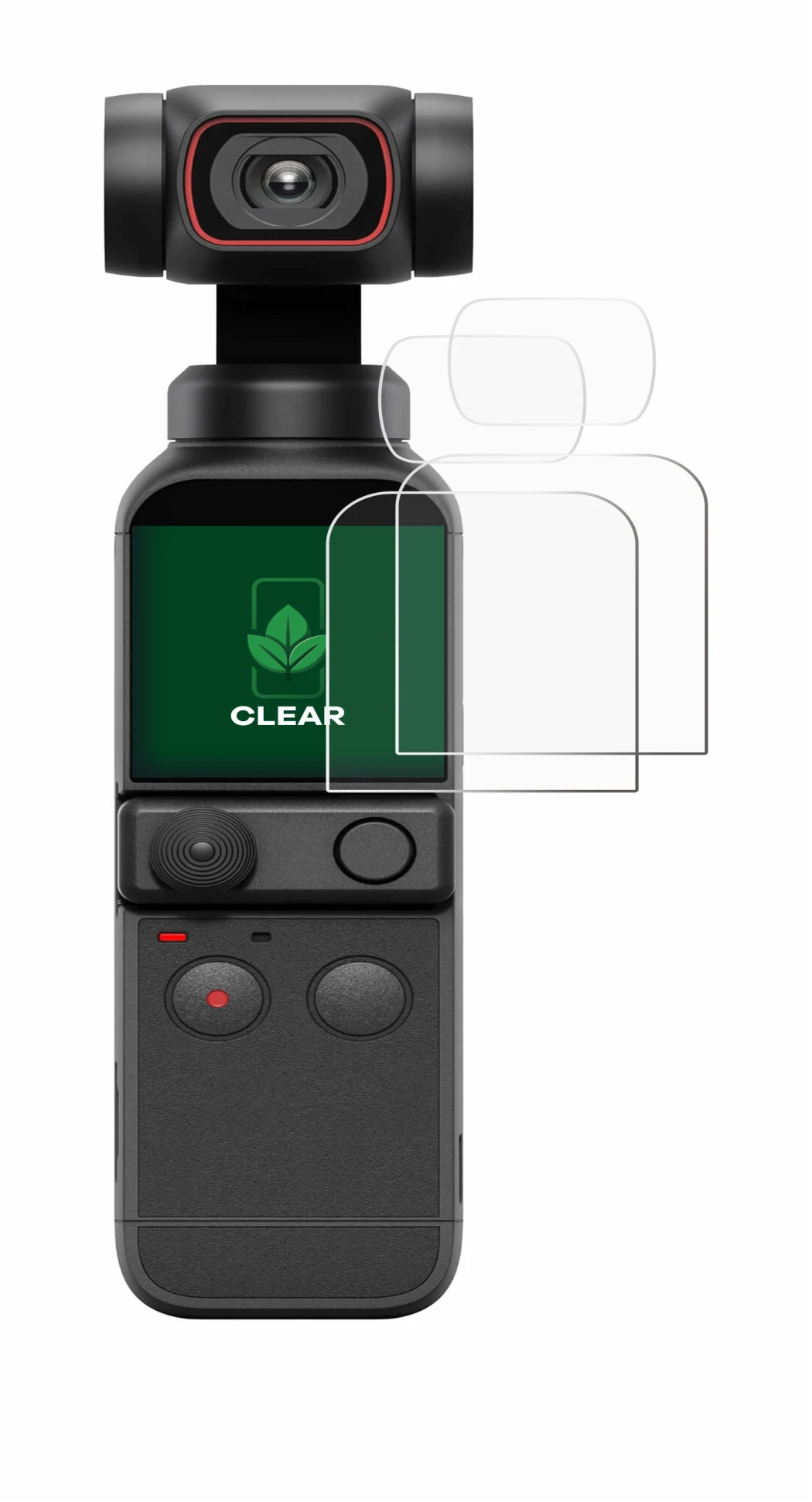 Image of the device DJI Osmo Pocket 2 (Display + Lens) with a wide variety of screen protectors.