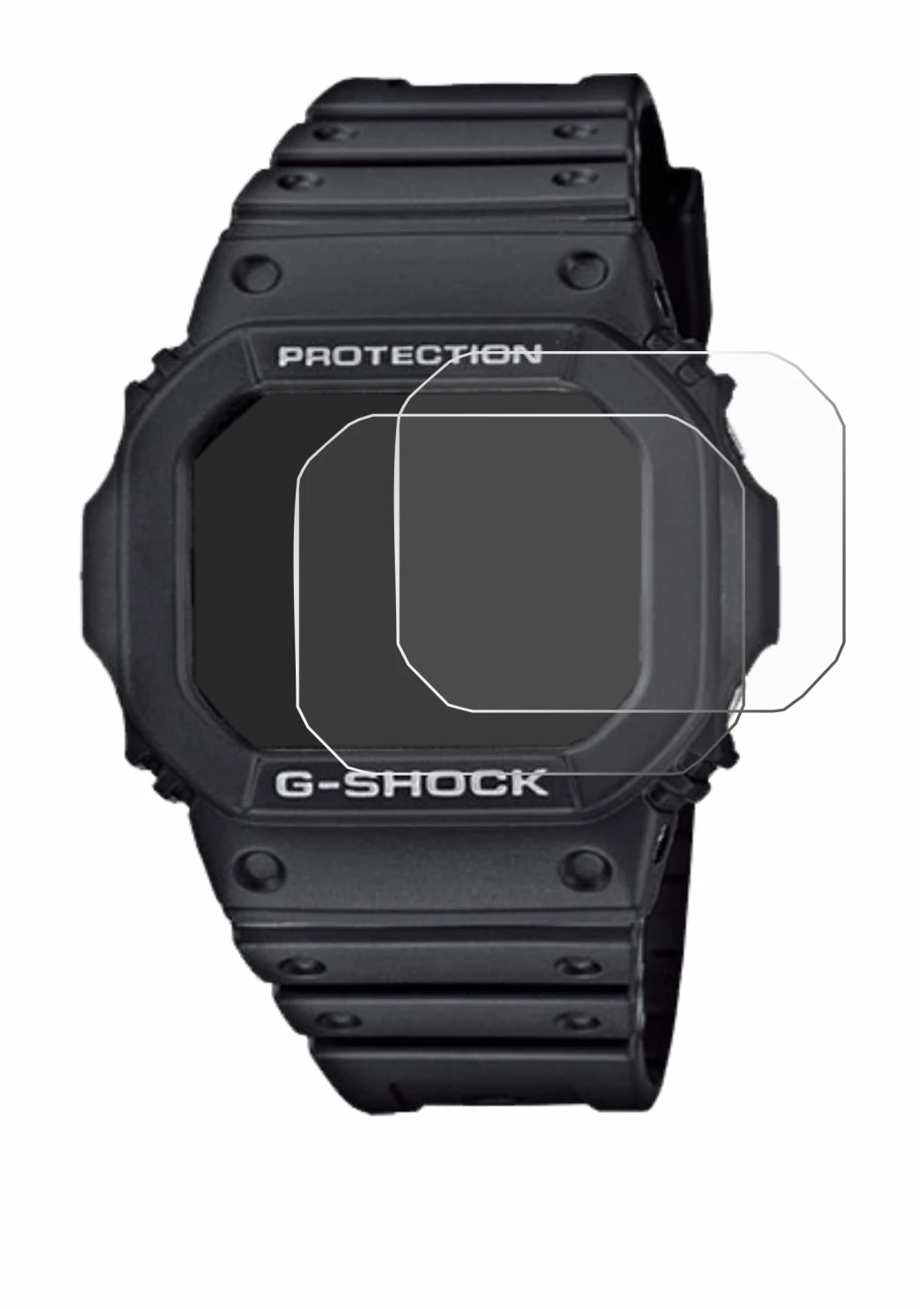 Image of the device Casio G-Shock GW-M5610-1ER with a wide variety of screen protectors.