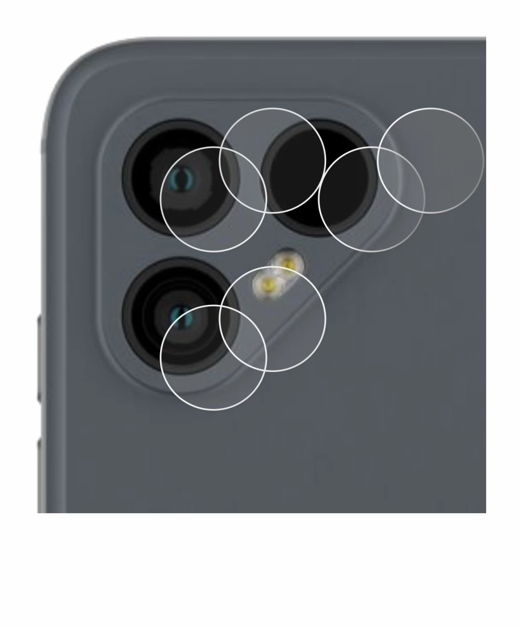 Image of the device Fairphone 4 (ONLY Camera Lens) with a wide variety of screen protectors.