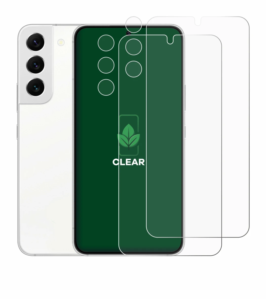 Image of the device Samsung Galaxy S22 5G (Front+Camera) with a wide variety of screen protectors.