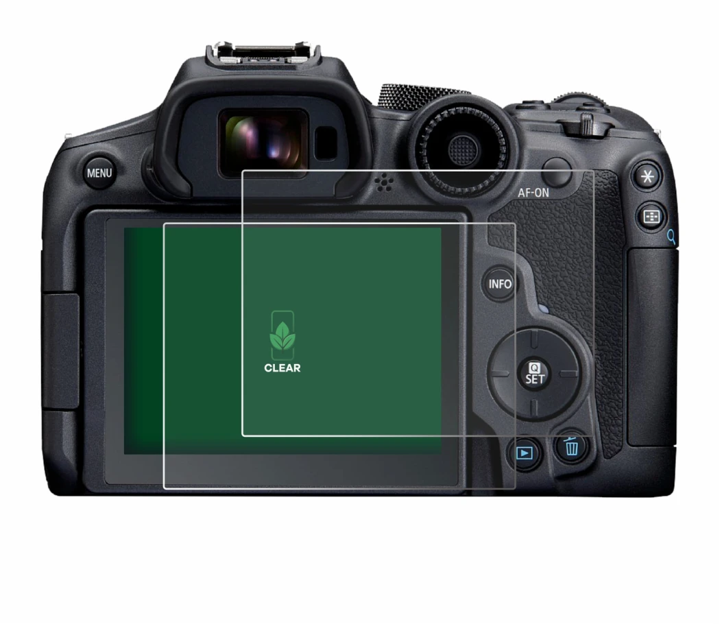 Image of the device Canon EOS R7 with a wide variety of screen protectors.