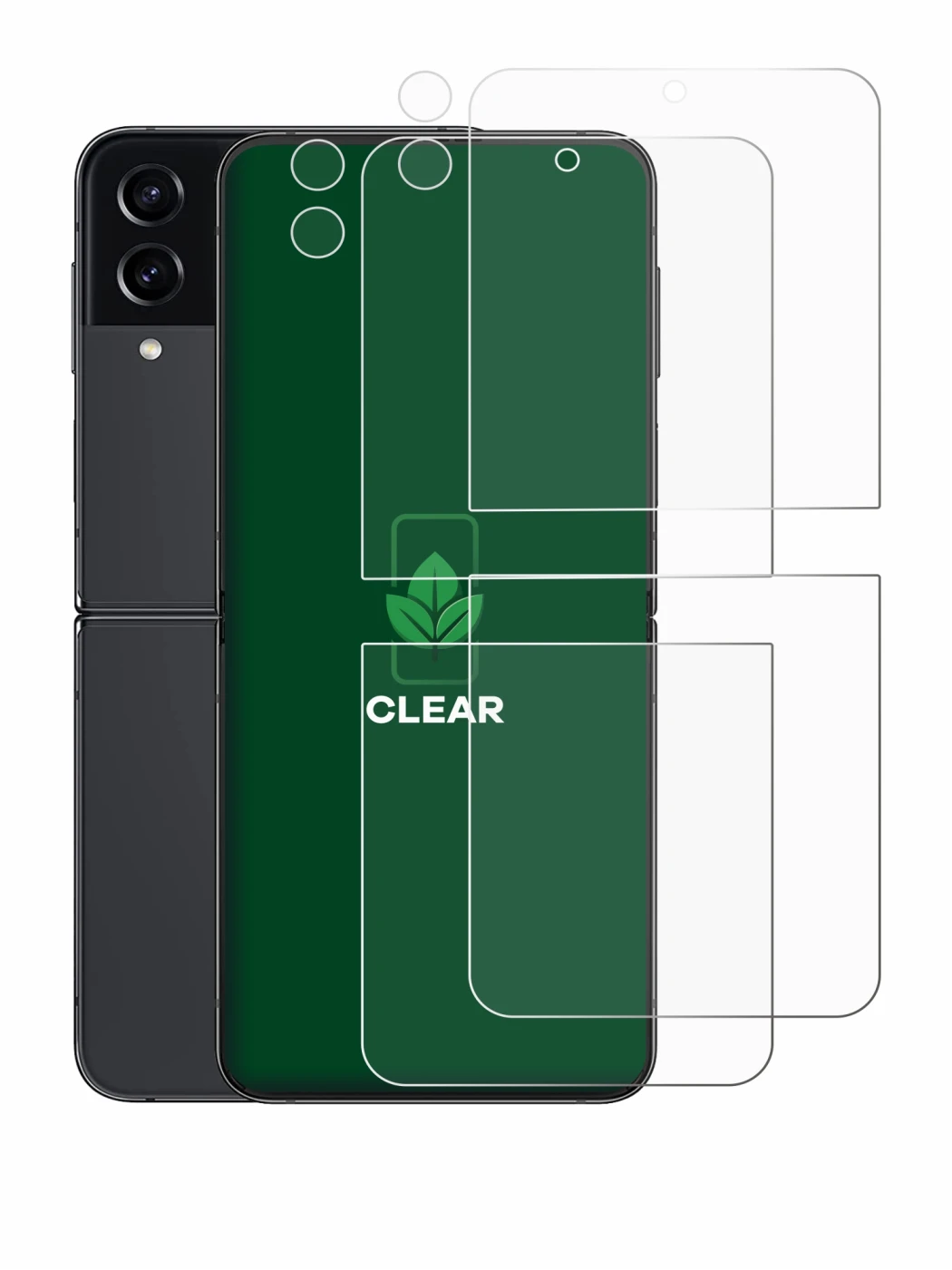 Image of the device Samsung Galaxy Z Flip 4 (Front+Camera) with a wide variety of screen protectors.
