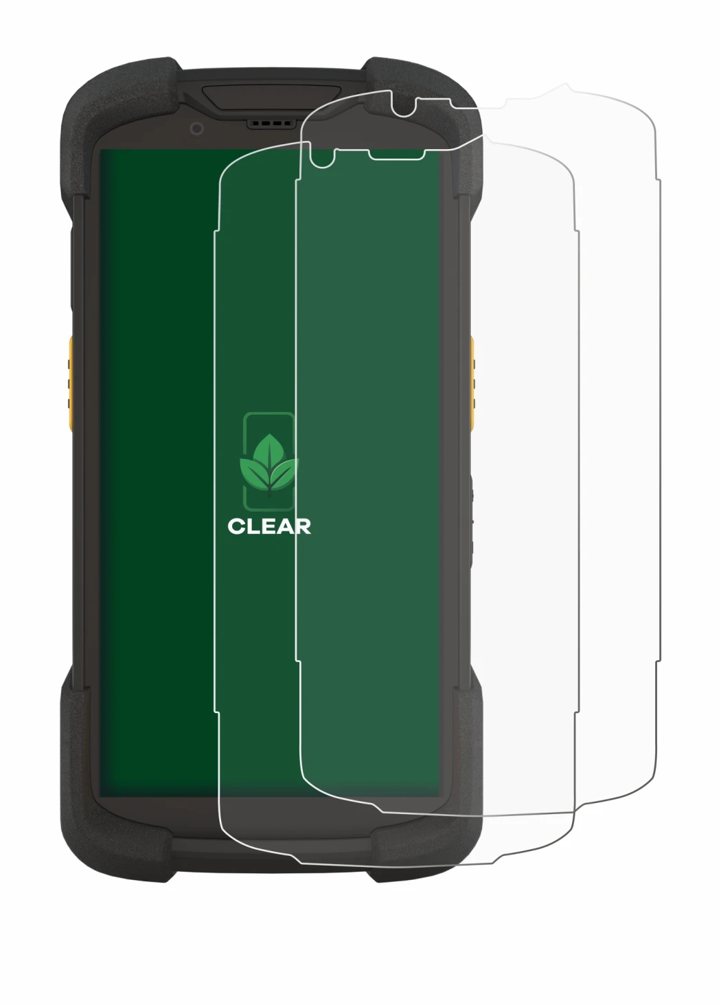Image of the device Zebra TC73 with a wide variety of screen protectors.