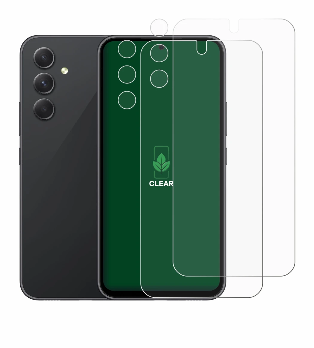 Image of the device Samsung Galaxy A54 5G (Front+Camera) with a wide variety of screen protectors.