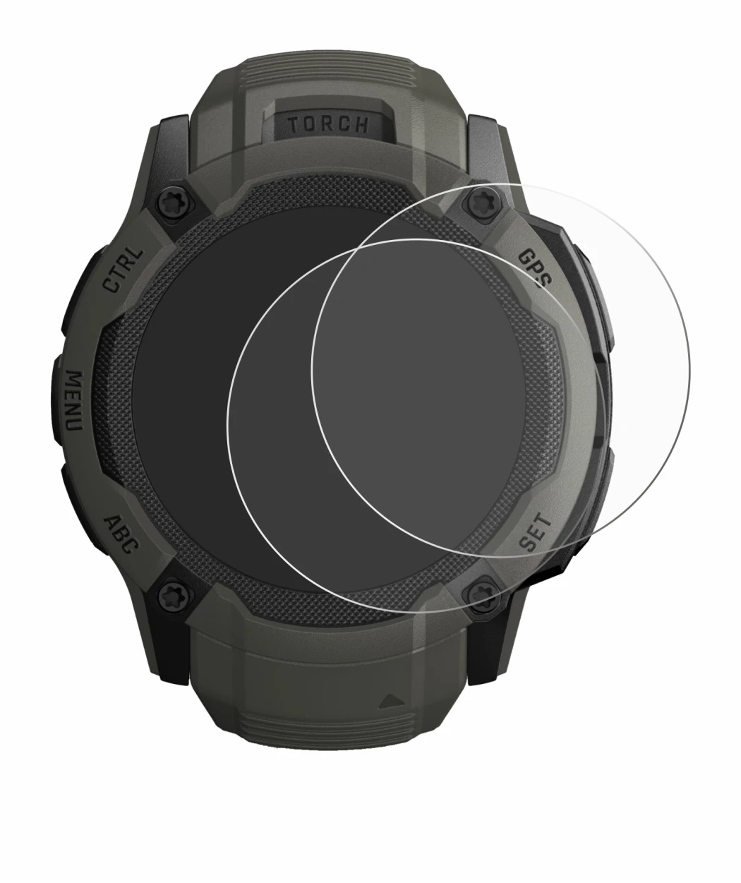 Image of the device Garmin Instinct 2X Solar with a wide variety of screen protectors.