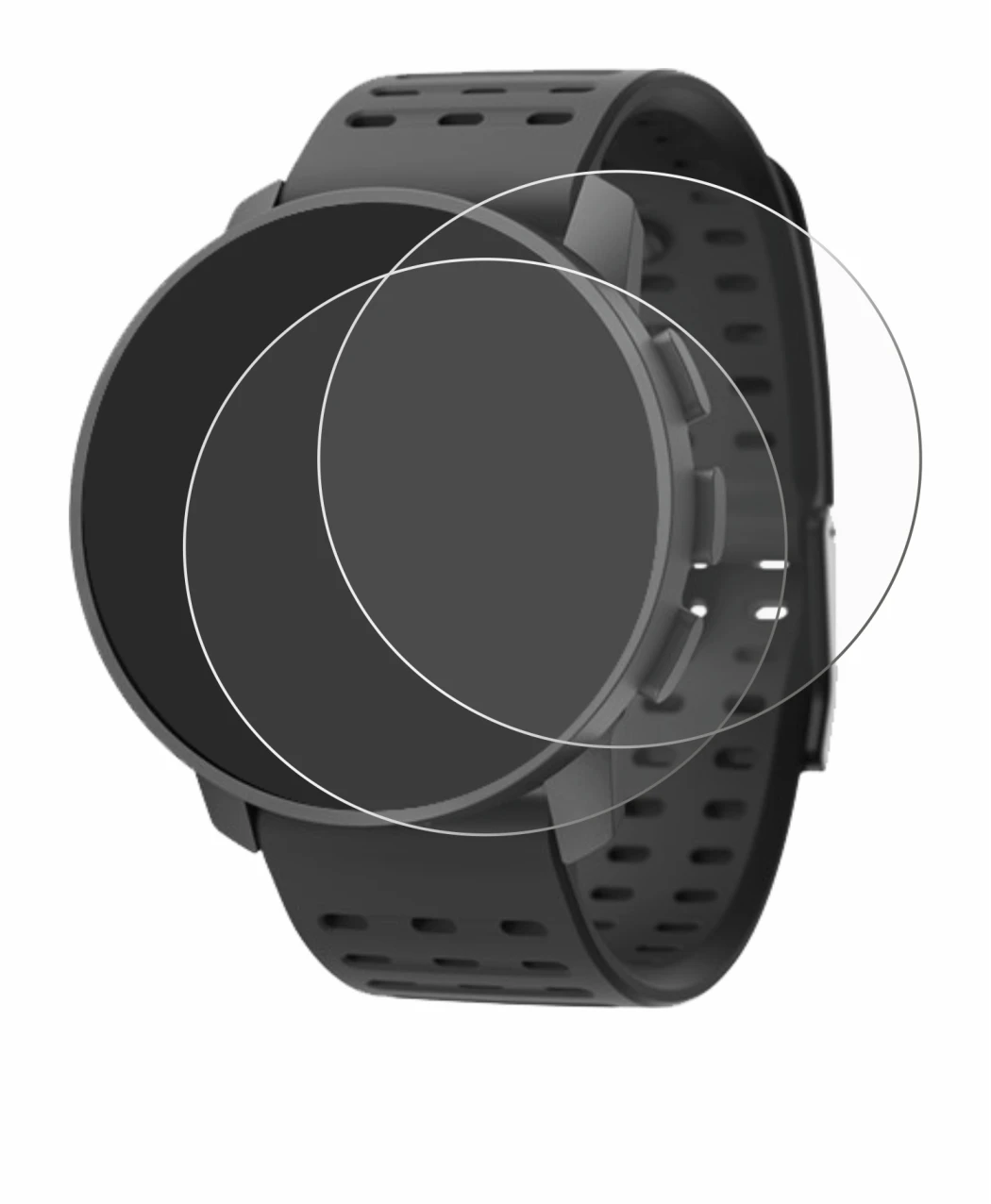 Image of the device Suunto 9 Peak Pro with a wide variety of screen protectors.