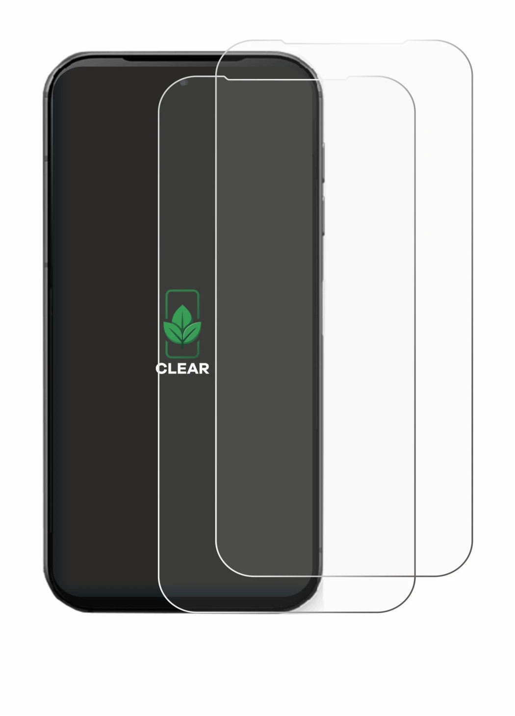 Image of the device Fairphone 5 with a wide variety of screen protectors.