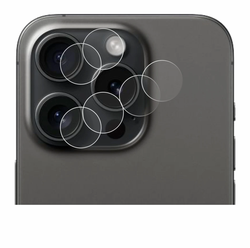 Image of the device Apple iPhone 15 Pro (ONLY Camera Lens) with a wide variety of screen protectors.